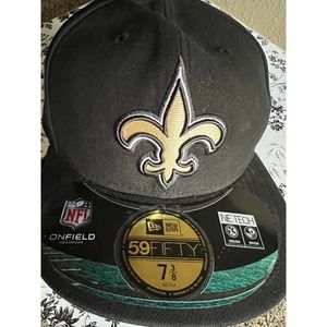 New Orleans Saints Black 59Fifty New Era Fitted Hat 73/8